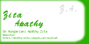 zita apathy business card