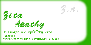 zita apathy business card